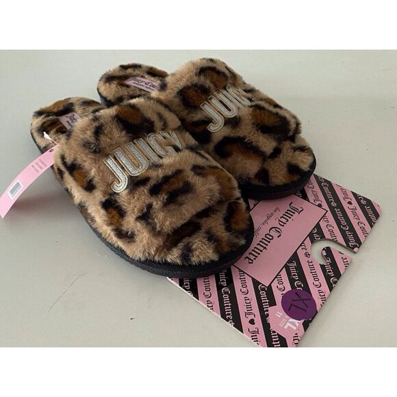 Juicy Couture ELDORIS 2 Faux Fur LEOPARD Slip On Slide Slippers Women’s Sz XL 11 - Picture 9 of 12